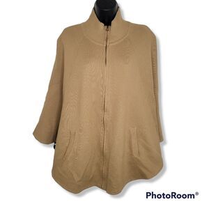 Big Buddah khaki full zip cardigan cape sweater M/L